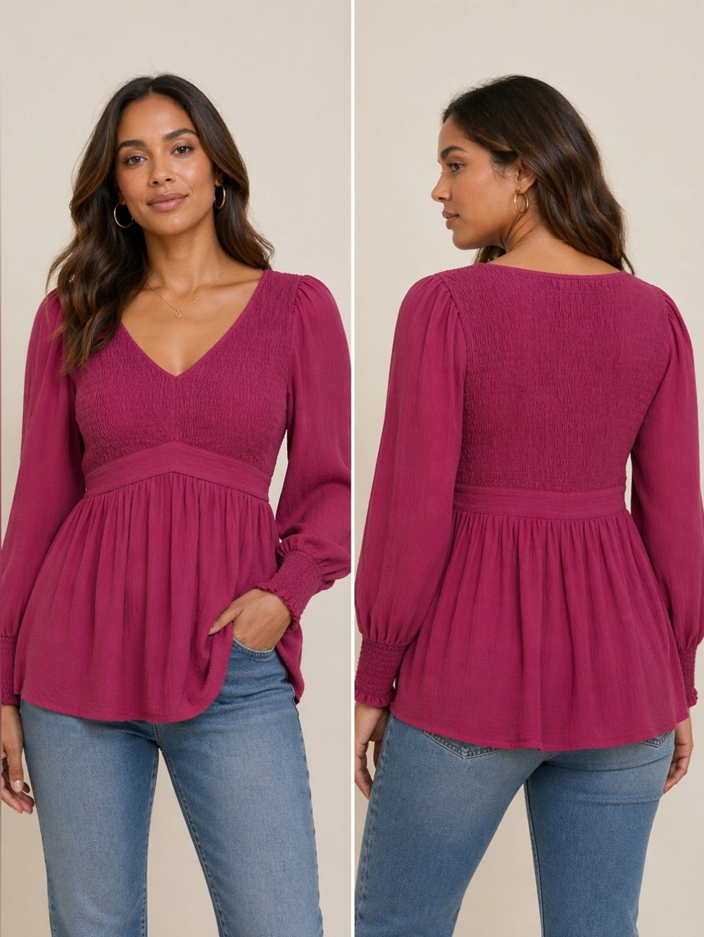Torrid Babydoll Crinkle Gauze Smocked Top
